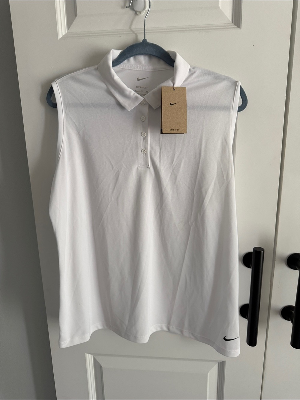 Nike Women’s White Sleeveless Polo Top with Collar